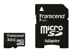 Флеш-карта microSDHC 8Гб Transcend , Class 2 ( TS8GUSDHC2 ) адаптер SD
