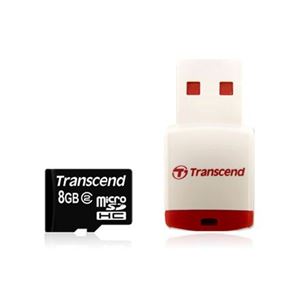 Флеш-карта microSDHC 8Гб Transcend , Class 2 ( TS8GUSDHC2-P3 ) microSD USB ридер