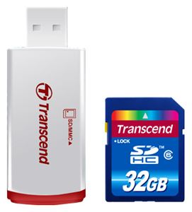 Флеш-карта SDHC 32Гб Transcend , Class 6 Card Reader ( TS32GSDHC6-P2 )