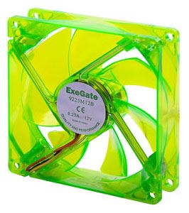 Вентилятор 092мм Exegate SMART 2000 об/мин 3pin, 1B1S ( 9225M12B/UV3 ) Green UV