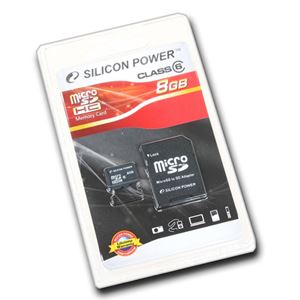 Флеш-карта microSDHC 8Гб Silicon Power , Class 6 ( SP008GBSTH006V10-SP ) адаптер SD