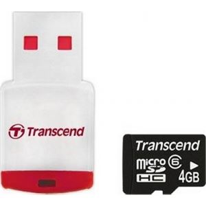 Флеш-карта microSDHC 4Гб Transcend , Class 6 ( TS4GUSDHC6-P3 )