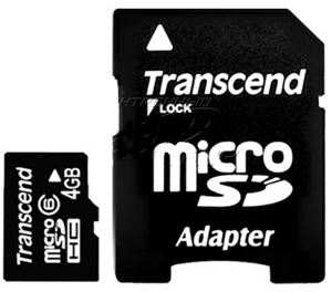 Флеш-карта microSDHC 4Гб Transcend , Class 6 ( TS4GUSDC6 )