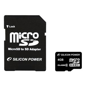 Флеш-карта microSDHC 4Гб Silicon Power , Class 6 ( SP004GBSTH006V10-SP ) адаптер SD