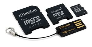 Флеш-карта microSDHC 4Гб Kingston , Class 4 ( MBLYG2/4GB ) 2 адаптера, microSD USB ридер