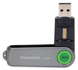 Флеш-диск USB 16Гб Transcend Jetflash 220 ( TS16GJF220 ) черный/зелёный