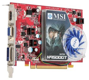 Видеокарта PCI-E nVidia GeForce 9500 GT 0512Mb MSI , DDR2 ( N9500GT-MD512/D2 ) Retail