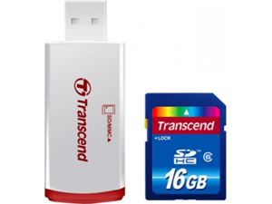 Флеш-карта SDHC 16Гб Transcend , Class 6 Card Reader ( TS16GSDHC6-P2 )