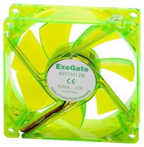 Вентилятор 080мм Exegate SMART 2200 об/мин 3pin, 1B1S ( 8025M12B/UV3 ) Green UV