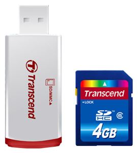 Флеш-карта SDHC 4Гб Transcend , Class 6 Card Reader ( TS4GSDHC6-P2 )