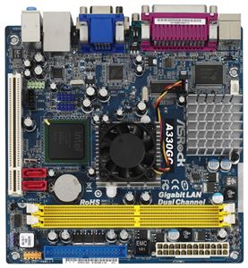 Материнская плата mini-ITX i945GC ASROCK Atom 330 DDR2 GLan ( A330GC/M/ASR ) Retail