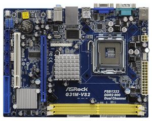 Материнская плата mATX iG31 ASROCK LGA 775 DDR2 ( G31M-VS2 ) OEM